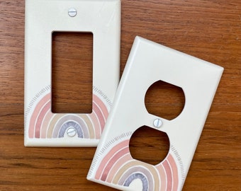 Pastel Rainbow Light Switch Plate Cover: Custom Nursery Decor Free Personalization