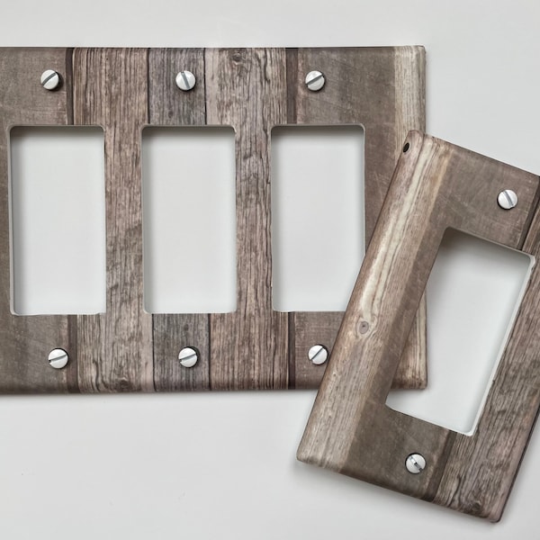 Rustic Wood Light Switch Plate Cover // FAUX wood-like image #44 // trendy industrial modern style // FAST SHIP!