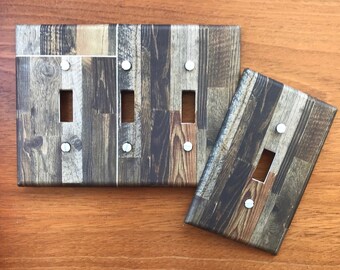 Rustic Farmhouse Light Switch Plate Cover: Faux Wood-Like Image #58