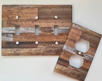 Rustic barn wood light Switch Plate Cover // FAUX wood-like image #96
