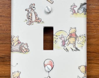 Winnie the Pooh Light Switch Plate Cover: Vintage Piglet Eeyore Tigger Pattern Nursery Decor
