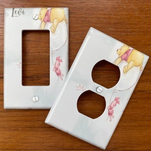 Classic Winnie the Pooh Light switch plate cover // balloon piglet // Personalized // baby nursery // FAST SHIP!