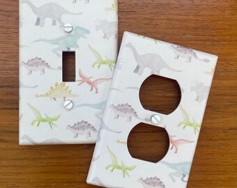 Dinosaur light switch plate cover // multi-color green blue // FAST SHIP!