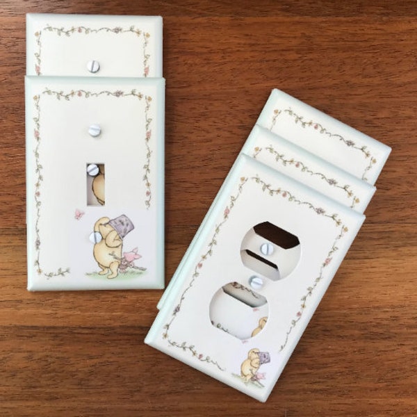 Winnie the Pooh Light Switch Cover: Vintage Nursery Decor PERSONALIZED