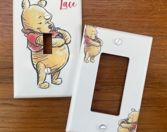 Classic Winnie the Pooh Light switch plate cover // BELLY // Personalized // baby nursery // FAST SHIP!