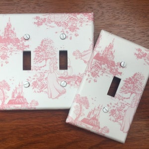 Pink Princess toile light switch plate cover // Princess Room // FAST SHIP!
