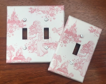 Pink Princess toile light switch plate cover // Princess Room // FAST SHIP!