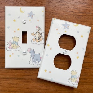 Classic Winnie the Pooh light switch cover baby nursery // Tigger Piglet Eeyore