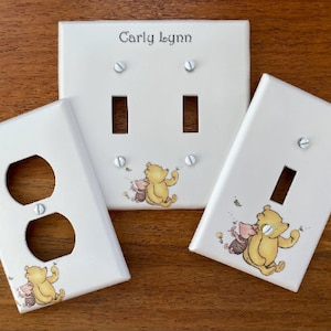 Classic Winnie the Pooh Light switch plate cover // PERSONALIZED // Piglet baby nursery // FAST SHIP!