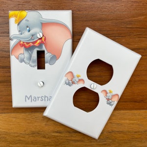 Dumbo light switch plate cover baby nursery // circus wall plate light switch // Personalized // FAST SHIP!