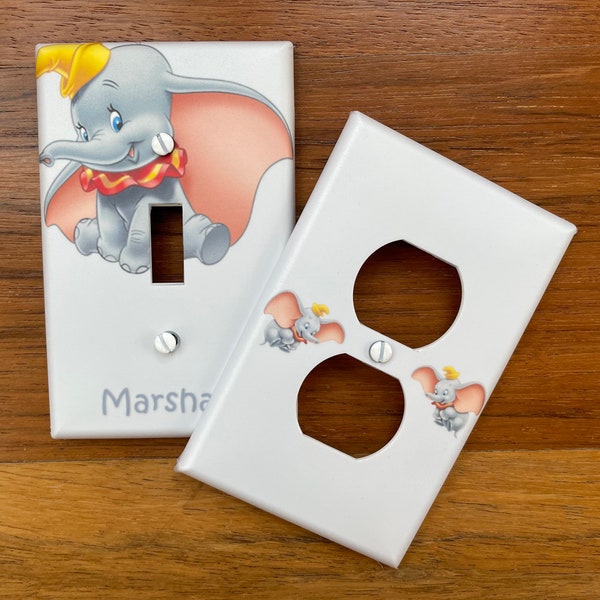 Dumbo light switch plate cover baby nursery // circus wall plate light switch // Personalized // FAST SHIP!