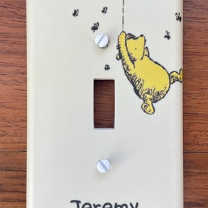 Classic Winnie the Pooh Light switch plate cover // PERSONALIZED // Balloon Bees // baby nursery // FAST SHIP!