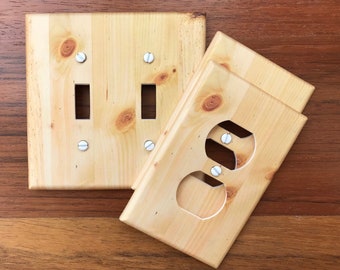 Natural Pine Wood Light Switch Plate Cover // FAUX wood-like Image #60