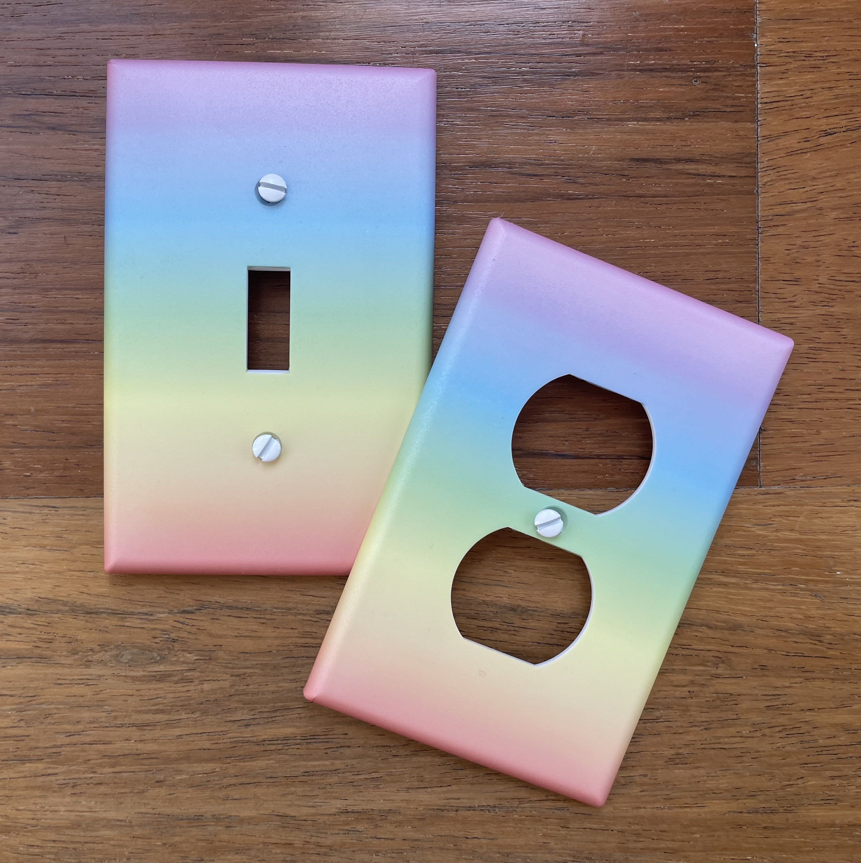Rainbow Pastel light switch plate cover // blue green yellow purple orange red colors // FAST SHIP!