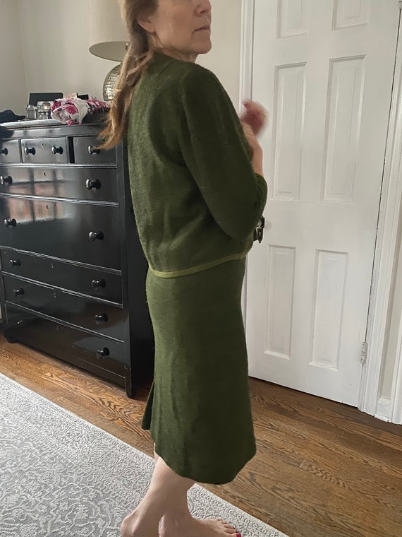 Vintage mossy green wool suit - image 2