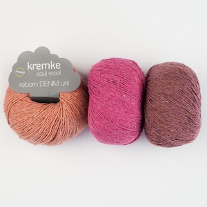 REBORN DENIM tinta unita Kremke Soul Wool cotone fibre riciclate da jeans 50 g / 155 m gomitolo di lana maglia uncinetto maglione camicia sciarpa scialli