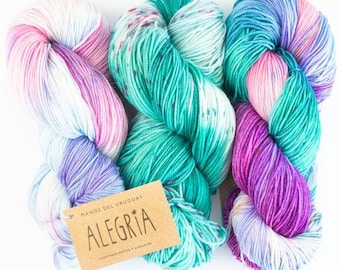 Manos del Uruguay sokkengaren handgeverfd ALEGRIA Merino extrafine 405 m/100g scheerwol - veel kleuren om uit te kiezen - sjaals breien haken