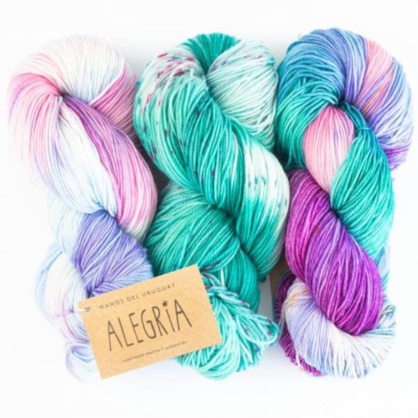 Manos del Uruguay Sockenwolle handgefärbt ALEGRIA Merino extrafine 405m/100g Schurwolle - viele Farben zum Wählen - Tücher Stricken Häkeln