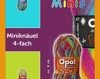 Hilo de calcetín OPAL 4 pliegues MINIS lana virgen poliamida ovillo 10 g 4 capas calcetines coloridos medias suéter punto crochet