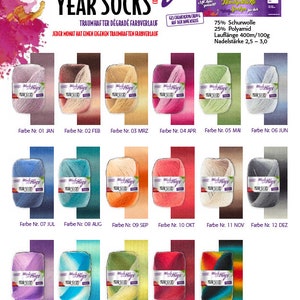 WOOLLY HUGS Year Socks 100 g Degradé gradient yarn, sock wool, virgin wool, knitting and crocheting socks