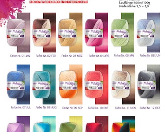 WOOLLY HUGS Year Socks 100 g Degradé gradient yarn, sock wool, virgin wool, knitting and crocheting socks