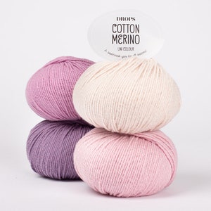 Drops COTTON MERINO Schurwolle Baumwolle dk LL 50 g/110m Farbe wählen Stricken Häkeln Tücher Pulli Tücher Schal - mulesingfrei