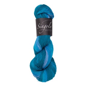 Atelier ZITRON Singolo 100 % Merino extrafine Farbverlaufsgarn Schurwolle Farbe wählen 100g/360m Strang Stricken Häkeln Tücher 07 blau hell dunkel