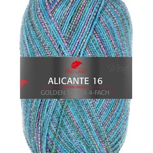 PRO LANA Golden Socks Alicante 16 ovillos de poliamida lana virgen 100g/420 m 4 cabos hilo calcetín calcetines elásticos medias jersey tejer crochet 993 türkis grün lila