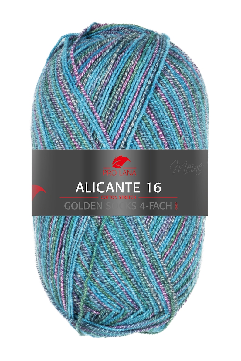 PRO LANA Golden Socks Alicante 16 ovillos de poliamida lana virgen 100g/420 m 4 cabos hilo calcetín calcetines elásticos medias jersey tejer crochet 993 türkis grün lila