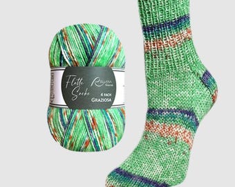 Sock yarn RELLANA Flotte Sock GRAZIOSA Length 420 m/100g superwash Choose color colorful Pattern from the ball Knitting Crochet 4-ply NEW