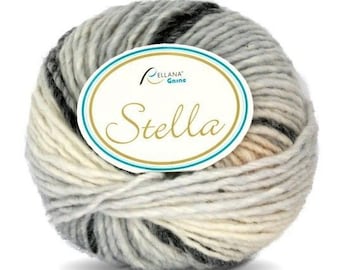 RELLANA Stella 50g/90 m virgin wool polyacrylic knitting crochet scarf hat sweater soft warm fluffy natural brown gray anthracite salmon rose