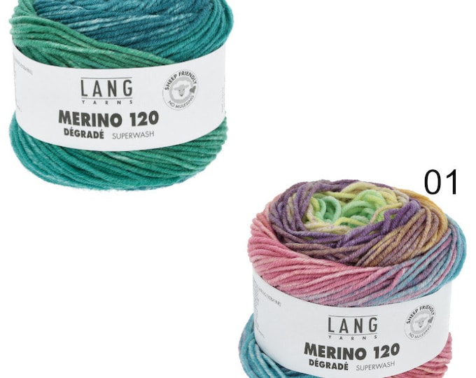 Featured listing image: Lang Yarns Merino 120 DEGRADE Merino extrafine pure new wool 50g/120 m knitting crochet soft shirt baby sweater shawls all year round yarn DK