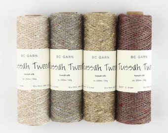 BC Yarn Tussah Tweed 50g/250 m fine 100% pure silk wild silk tweed knitting crochet shawls sweater shirt gift Mother's Day girlfriend