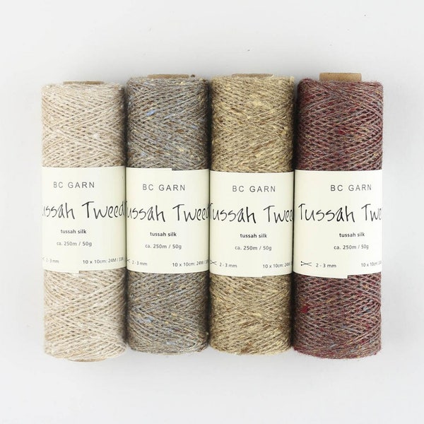 BC Garn Tussah Tweed 50g/250m edel fein 100 % reine Seide Wildseide Tweed Stricken Häkeln Tücher Pulli Shirt Geschenk Muttertag Freundin