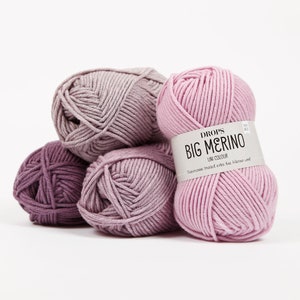 Drops BIG MERINO Pura lã virgem dk LL 50 g/75 m Escolha a cor Tricô Crochê Xales Suéter Xales Cachecol - sem mulesing