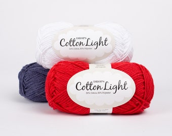 DROPS Cotton Light Cotton Polyester LL 50g/105 m Choisissez la couleur Tricot Crochet Accessoires Châles Pull Veste Chemise Choisissez la couleur DK fil