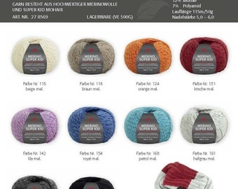PRO LANA Merino Super Kid Choose color Wool ball 50g / 115 m Merino extrafine mohair - mulesing-free Knitting Crocheting cozy and warm