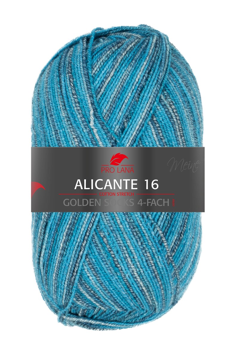 PRO LANA Golden Socks Alicante 16 ovillos de poliamida lana virgen 100g/420 m 4 cabos hilo calcetín calcetines elásticos medias jersey tejer crochet 991 blau türkis