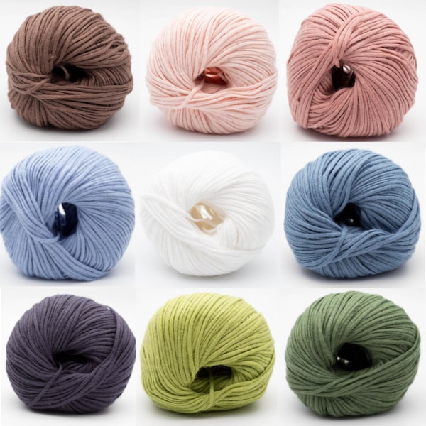 Kremke Soul Wool VEGAN CASHMERE pur coton LL 95 m/50g boule de laine doux moelleux cachemire végétalien choisir couleur tricot crochet