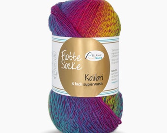 Sock yarn RELLANA Flotte Socke Kolibri LL 420 m/100g superwash color choose colorful pattern from the ball knitting crochet 4-ply