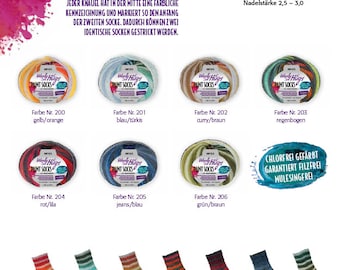 WOOLLY HUGS Paint Socks 100g/420 m gradient yarn, sock wool, virgin wool, knitting socks crochet red blue yellow orange green rainbow