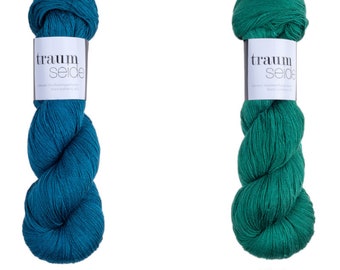 Atelier Zitron DREAM SILK 100g/800 m pure silk 100% mulberry silk fine shiny knitting crochet yarn wool colors choose NS 3 - 3.5 mm