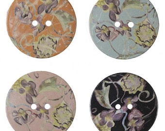 Jim Button Coconut Button Flower Flower Flower Motif 40 mm Coconut Wood Black Rose Orange Turquoise Knitting Crocheting Sewing Crafts 13634 Accessory