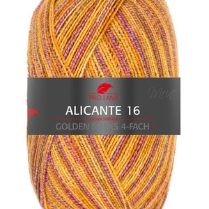 PRO LANA Golden Socks Alicante 16 ovillos de poliamida lana virgen 100g/420 m 4 cabos hilo calcetín calcetines elásticos medias jersey tejer crochet 994 orange pink gelb