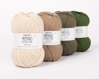 Drops MERINO EXTRA fine uni LL 50 g/105 m pure new wool choose color knitting crochet shawls sweaters shawls scarf - mulesing-free