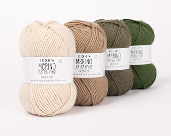 Gotas MERINO EXTRA fino uni LL 50 g/105 m pura lana virgen Elige color Tejer Chales de Ganchillo Suéter Chales Bufanda - mulesing-free