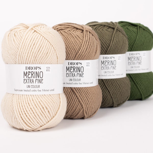 Drops MERINO EXTRA fine uni LL 50 g/105 m pure laine vierge Choisissez la couleur Tricot Crochet Châles Pull Châles Écharpe - sans mulesing