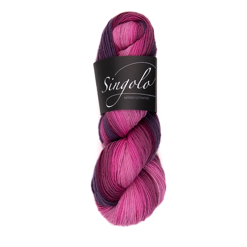 Atelier ZITRON Singolo 100 % Merino extrafine Farbverlaufsgarn Schurwolle Farbe wählen 100g/360m Strang Stricken Häkeln Tücher 05 rosa pink lila