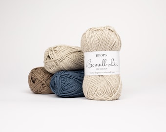 DROPS Bomull-Lin 50g/85 m cotton linen knitting crochet shawls sweater shawls shirt accessories choose color Aran needle size 5 mm
