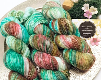 Hand-dyed sock yarn 4-ply Lazy Lion SockYarn 100g/420 m LL Merino extrafine - "Forest Glade" knitting crochet mulesing-free
